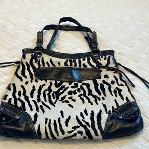 Marco Buggiani Calf Hair Zebra Print Leather Shoulder Bag🖤